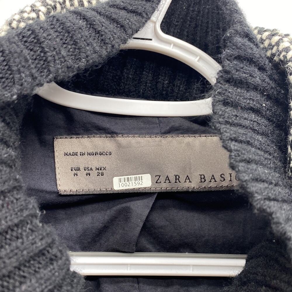 Zara Basic Tweed Full Zip Jacket Black White Marl… - image 5